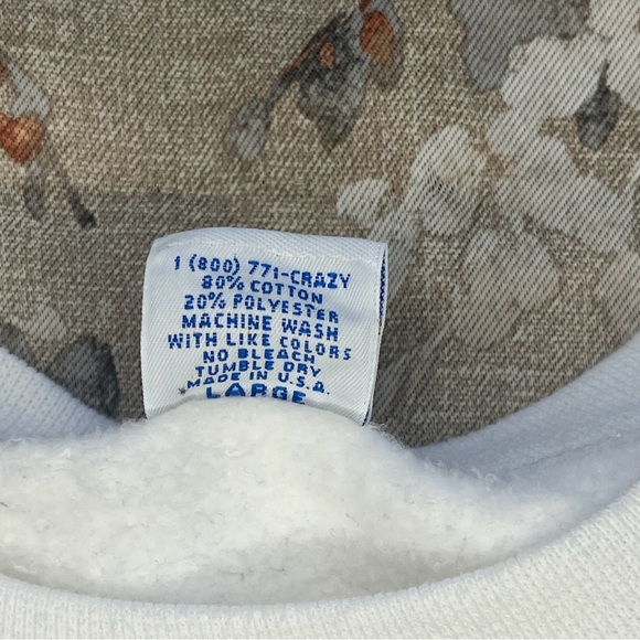 Vintage 90s Embroidered Hawaiian Love Crew Neck Sweatshirt Adult Size L - White - Picture 6 of 8